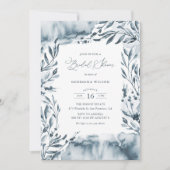 Romantic Blue Waterverf Foliage Vrijgezellenfeest Kaart (Voorkant)