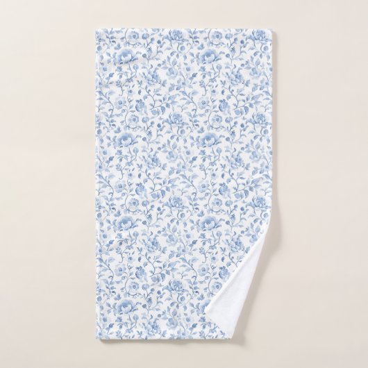 Romantic Blue White Floral  Bad Handdoek (Handdoek)