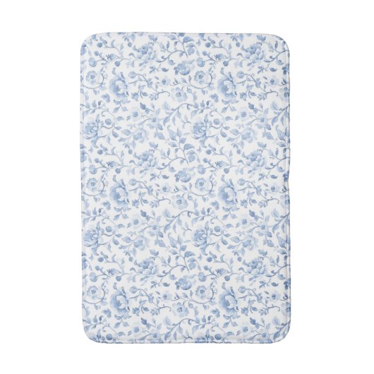 Romantic Blue White Floral  Badmat (Voorkant Verticaal)