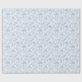 Romantic Blue White Floral Bridal Shower Cadeaupapier (Vlak)