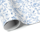 Romantic Blue White Floral Bridal Shower Cadeaupapier (Rol Hoek)