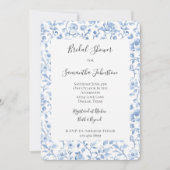 Romantic Blue White Floral Bridal Shower Kaart (Voorkant)