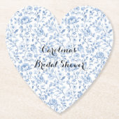 Romantic Blue White Floral Bridal Shower Kartonnen Onderzetters (Voorkant)