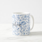 Romantic Blue White Floral Bridal Shower Koffiemok (Voorkant rechts)