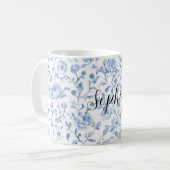 Romantic Blue White Floral Bridal Shower Koffiemok (Voorkant links)