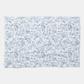 Romantic Blue White Floral Bridal Shower Theedoek (Horizontaal)