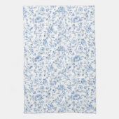 Romantic Blue White Floral Bridal Shower Theedoek (Verticaal)
