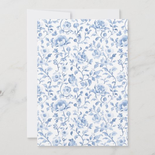 Romantic Blue White Floral Wedding Kaart (Achterkant)