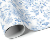 Romantic Blue White Flowers Bridal Shower Cadeaupapier (Rol Hoek)