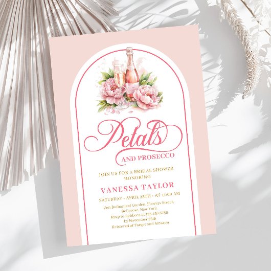 Romantic blush and gold bridal shower invite art kaart