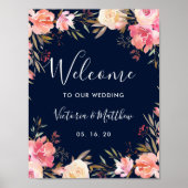 Romantic Blush Bloom Floral Wedal Welcome Sign Poster (Voorkant)