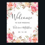 Romantic Blush Bloom Floral Weddenschap Welkom Poster<br><div class="desc">Deze Romantic Blush Bloom Wedding Welcome Sign heeft waterverf bloemen geschilderd in wazige roze en witte,  olijfgroene bladeren met handgeschreven letters. Voor meer geavanceerde aanpassing van dit ontwerp,  te klikken gelieve de knoop "aanpassen". Overeenkomende objecten zijn ook beschikbaar.</div>