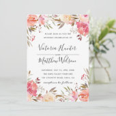 Romantic Blush Bloom Floral Wedding Invitation Kaart (Staand voorkant)