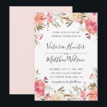 Romantic Blush Bloom Floral Wedding Invitation Kaart<br><div class="desc">Deze Romantische Blush Bloom Wedding Invitation toont de geverfde waterverf bloemen in een blote roze en witte,  olijfgroene loof met handgeschreven letters. Voor meer geavanceerde aanpassing van dit ontwerp,  te klikken gelieve de knoop "aanpassen". Overeenkomende objecten zijn ook beschikbaar.</div>