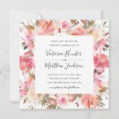 Romantic Blush Bloom Floral Wedding Invitation Kaart (Voorkant)
