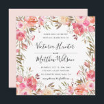 Romantic Blush Bloom Floral Wedding Invitation Kaart<br><div class="desc">Deze Romantische Blush Bloom Wedding Invitation toont de geverfde waterverf bloemen in een blote roze en witte,  olijfgroene loof met handgeschreven letters. Voor meer geavanceerde aanpassing van dit ontwerp,  te klikken gelieve de knoop "aanpassen". Overeenkomende objecten zijn ook beschikbaar.</div>