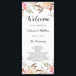 Romantic Blush Bloom Floral Wedding Programme Programmakaart<br><div class="desc">Deze Romantic Blush Bloom Wedding Program Card biedt een afbeelding van geschilderde waterverf bloemen in zwart roze en witte,  olijfgroene bladeren met handgeschreven letters. Voor meer geavanceerde aanpassing van dit ontwerp,  te klikken gelieve de knoop "aanpassen". Overeenkomende objecten zijn ook beschikbaar.</div>