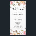 Romantic Blush Bloom Floral Wedding Programme Programmakaart<br><div class="desc">Deze Romantic Blush Bloom Wedding Program Card biedt een afbeelding van geschilderde waterverf bloemen in zwart roze en witte,  olijfgroene bladeren met handgeschreven letters. Voor meer geavanceerde aanpassing van dit ontwerp,  te klikken gelieve de knoop "aanpassen". Overeenkomende objecten zijn ook beschikbaar.</div>