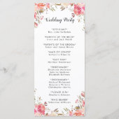 Romantic Blush Bloom Floral Wedding Programme Programmakaart (Achterkant)