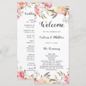 Romantic Blush Bloom Floral Wedding Programme Programmakaart (Voorkant / Achterkant)