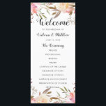 Romantic Blush Bloom Floral Wedding Programme Programmakaart<br><div class="desc">Deze Romantic Blush Bloom Wedding Program Card biedt een afbeelding van geschilderde waterverf bloemen in zwart roze en witte,  olijfgroene bladeren met handgeschreven letters. Voor meer geavanceerde aanpassing van dit ontwerp,  te klikken gelieve de knoop "aanpassen". Overeenkomende objecten zijn ook beschikbaar.</div>