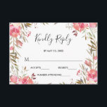 Romantic Blush Bloom Floral Wedding RSVP<br><div class="desc">Deze Romantic Blush Bloom Wedding RSVP-kaart is voorzien van geverfde waterverf bloemen in blote roze en witte,  olijfgroene bladeren met handgeschreven letters. Voor meer geavanceerde aanpassing van dit ontwerp,  te klikken gelieve de knoop "aanpassen". Overeenkomende objecten zijn ook beschikbaar.</div>