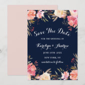 Romantic Blush Bloom Floral Wedding Save the Date (Voorkant / Achterkant)