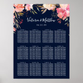 Romantic Blush Bloom Floral Wedding Seating Chart Poster (Voorkant)