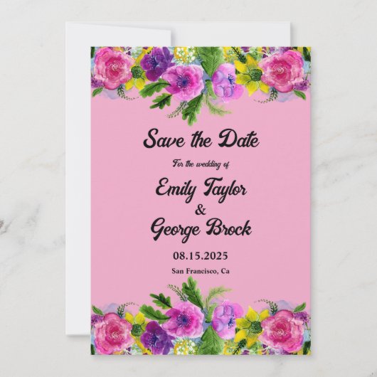 Romantic Blush Bloom Rozen Summer Floral Wedding Save The Date (Voorkant)