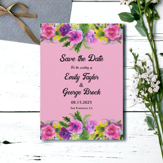 Romantic Blush Bloom Rozen Summer Floral Wedding Save The Date