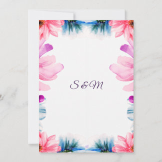 Romantic Blush & Blue Wedding Invitation  Kaart