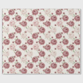Romantic Blush & Burgundy Peony Floral Pattern Cadeaupapier (Vlak)