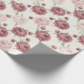 Romantic Blush & Burgundy Peony Floral Pattern Cadeaupapier (Hoek)