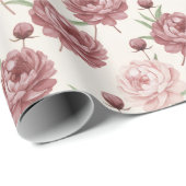 Romantic Blush & Burgundy Peony Floral Pattern Cadeaupapier (Rol Hoek)