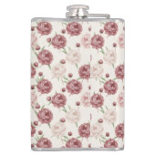 Romantic Blush & Burgundy Peony Floral Pattern Heupfles (Achterkant)