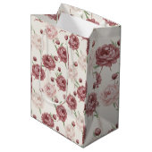 Romantic Blush & Burgundy Peony Floral Pattern Medium Cadeauzakje (Voorkant Gekanteld)
