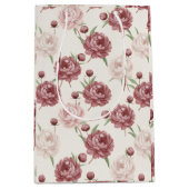 Romantic Blush & Burgundy Peony Floral Pattern Medium Cadeauzakje (Voorkant)