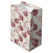 Romantic Blush & Burgundy Peony Floral Pattern Medium Cadeauzakje (Achterkant Gekanteld)