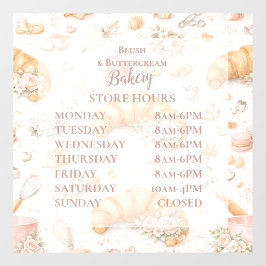 Romantic Blush Croissant Bakery Business Raamsticker