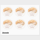 Romantic Blush Croissant Bakery Business Ronde Sticker (Vel)