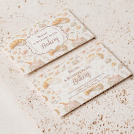 Romantic Blush Croissant Bakery Business Visitekaartje