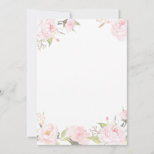 Romantic Blush Floral Birdal Shower Kaart (Achterkant)