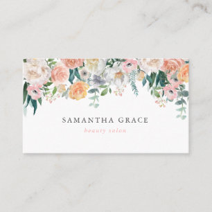 Romantic Blush Floral Hair Makeup Visitekaartjes Afsprakenkaartje