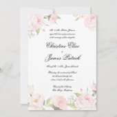 Romantic Blush Floral Wedding Invitation Kaart (Voorkant)