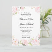 Romantic Blush Floral Wedding Invitation Kaart (Staand voorkant)