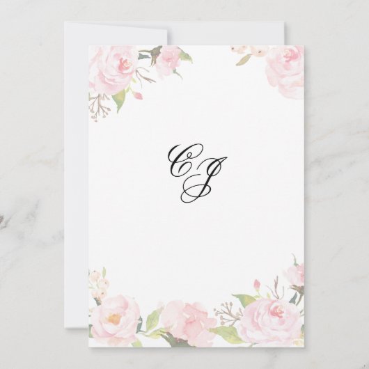 Romantic Blush Floral Wedding Invitation Kaart (Achterkant)