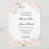 Romantic Blush Floral Wedding Invitation Kaart (Voorkant / Achterkant)