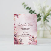 Romantic Blush Floral Wedding Save the Date Uitnodiging Briefkaart (Staand voorkant)