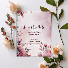 Romantic Blush Floral Wedding Save the Date Uitnodiging Briefkaart