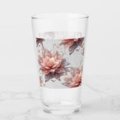 Romantic Blush Flowers Glass Cup – Floral Drinkwar Glas (Voorkant)